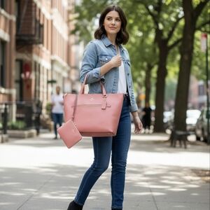 NWT COACH Pink Tote Bag & Corner Zip Wristlet